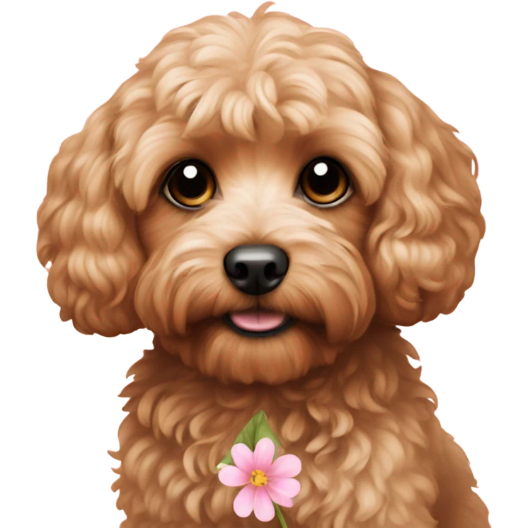 Cavapoo with light pink flower  emoji