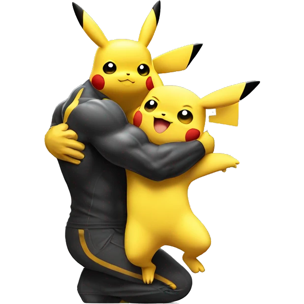 pikachu hugging a bodybuilder  emoji
