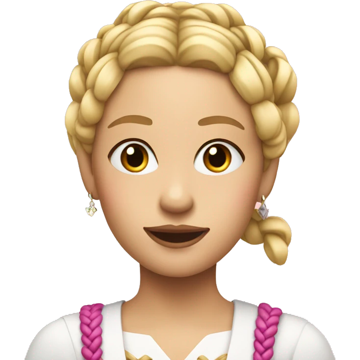 blonde gen z girl with french braids, with pink make-up, wearing a small crown emoji