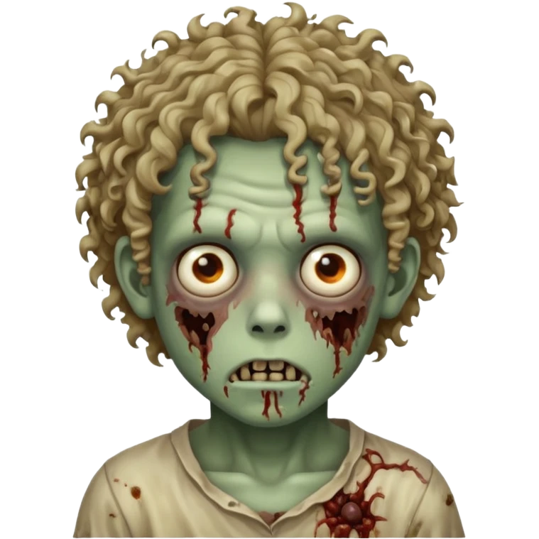 Boy zombie with curly hair emoji