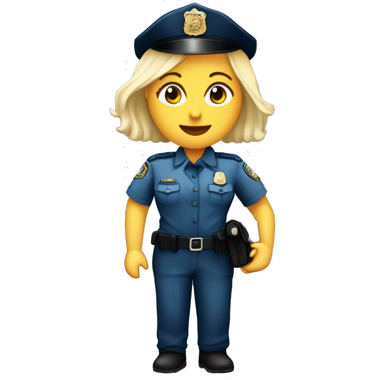 Mujer tés blanca rubia policía de Colombia saludando con la mano y uniforme con kepiz  emoji