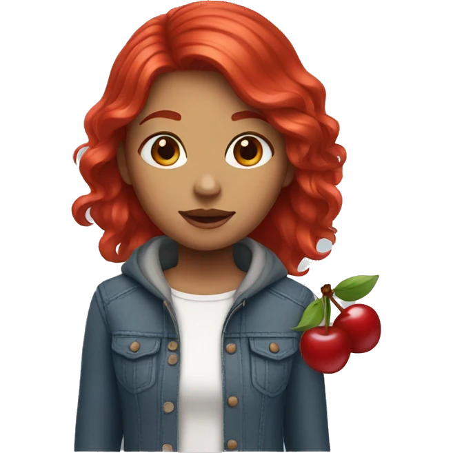 a girl with cherry red hair emoji