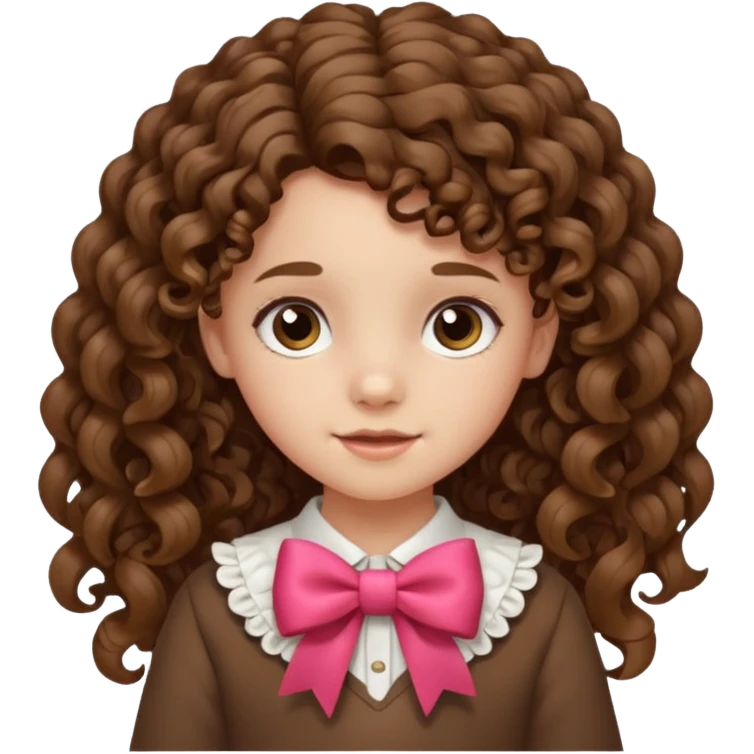 brown ten year old girl  with curly long hair with a bow  emoji