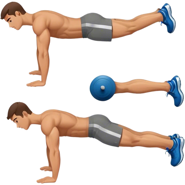 side-view of guy doing decline abdominal Crunches with sixpack emoji