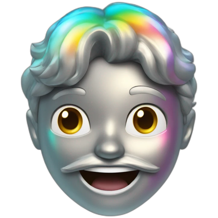 cara feliz cromo metalico efecto holografico emoji