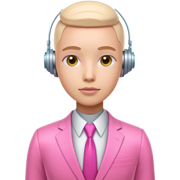 very human looking-like 3d robot office worker in intensive pink color suit emoji