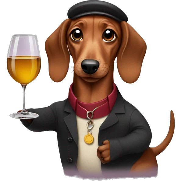 dachound holding wine emoji