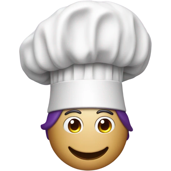 Eggplant emoji wearing chef’s hat emoji