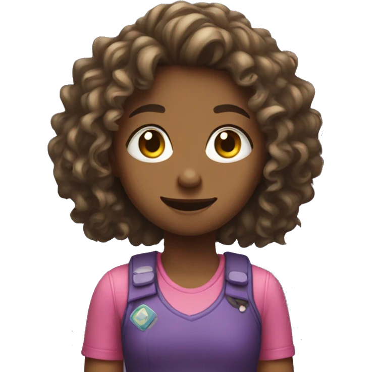 Girl with long curly hair playing a video game  emoji