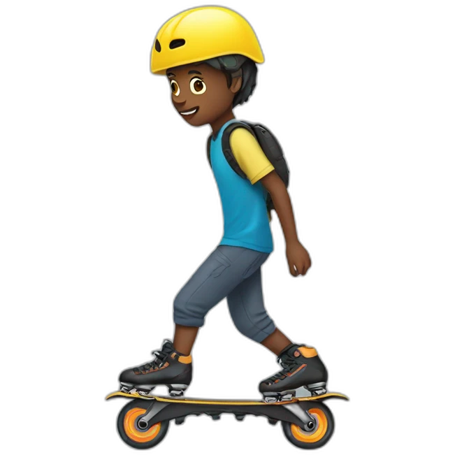 Autistic boy rollerblading emoji