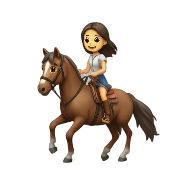 Muchacha pelirroja saltando en caballo emoji
