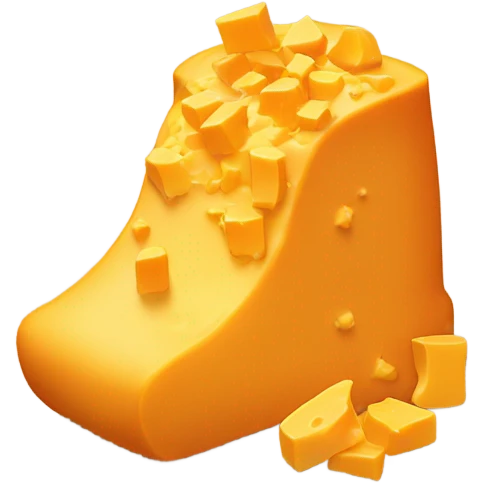 A lot of cheddar cheese being kicked in with a boot ￼ emoji