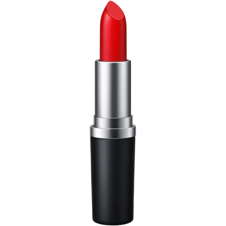 A sleek matte-red lipstick in a black metal tube. emoji