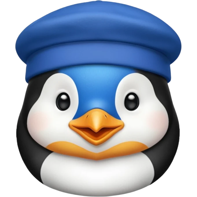 Penguin with blue beret hat emoji