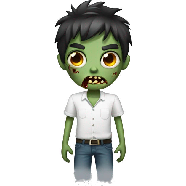 boy zombie with dark hair and white shirt emoji
