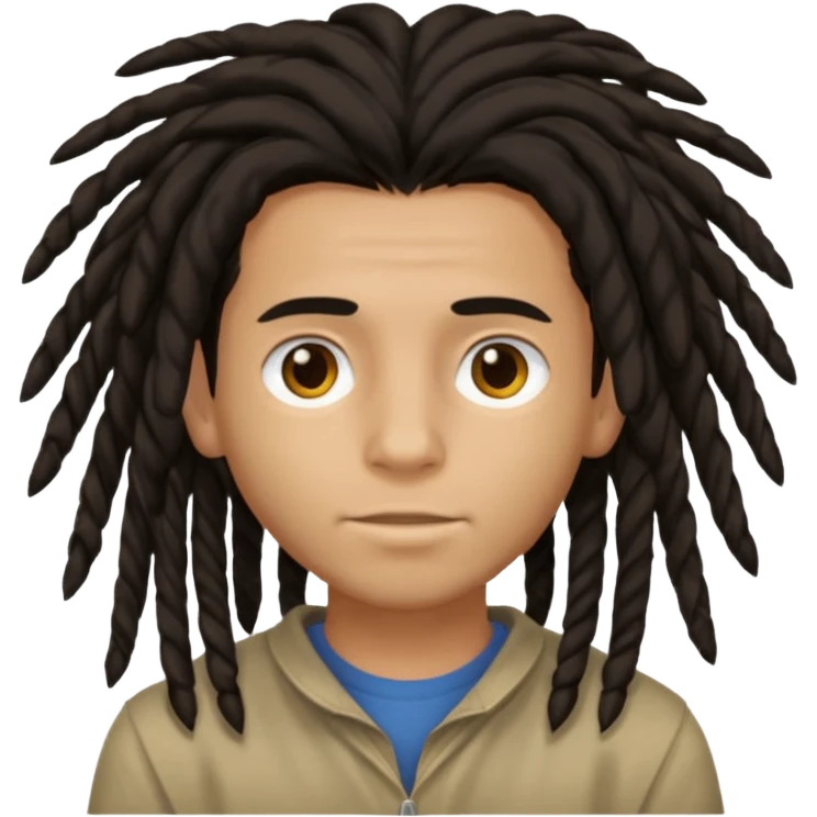 Dark-haired boy with medium-sized dreadlocks that cover part of his face emoji