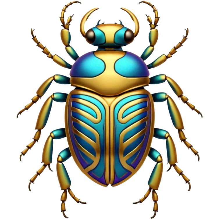 gold, shiny ancient Egyptian-styled holy metal scarab with intricate colorful markings and patterns emoji