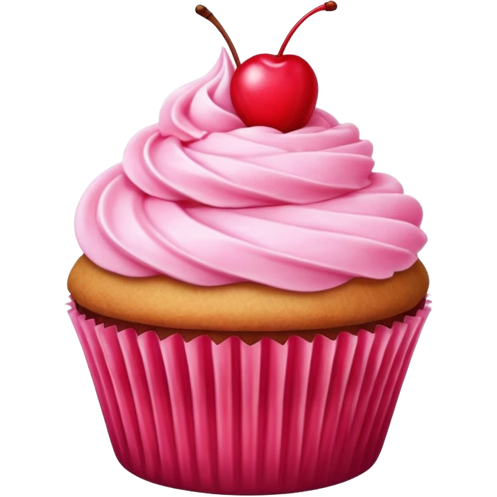 cupcake with pink icing and cherry on top emoji
