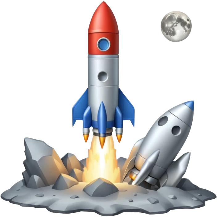 Moon, rocket  emoji