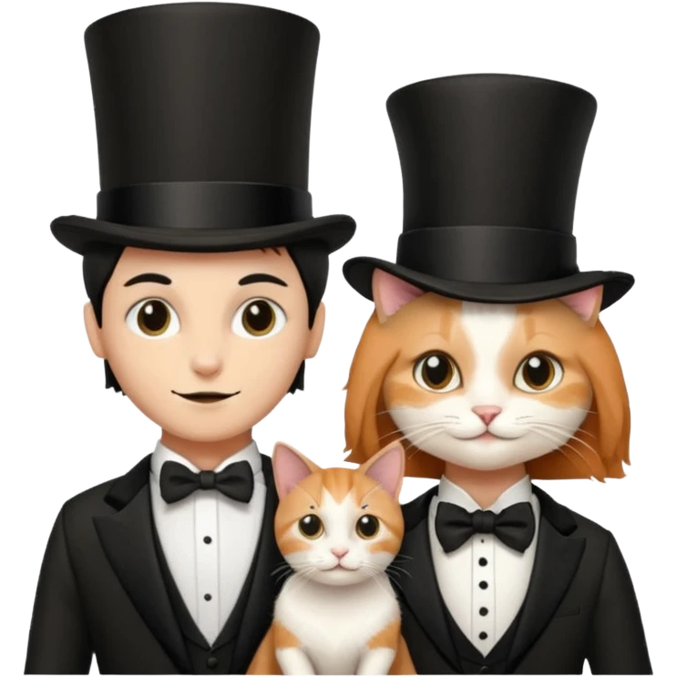 magician couple and their pet cat emoji