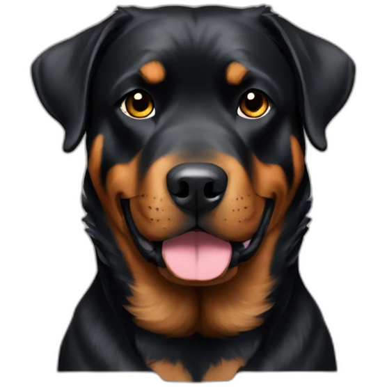 A Rottweiller and a golden emoji