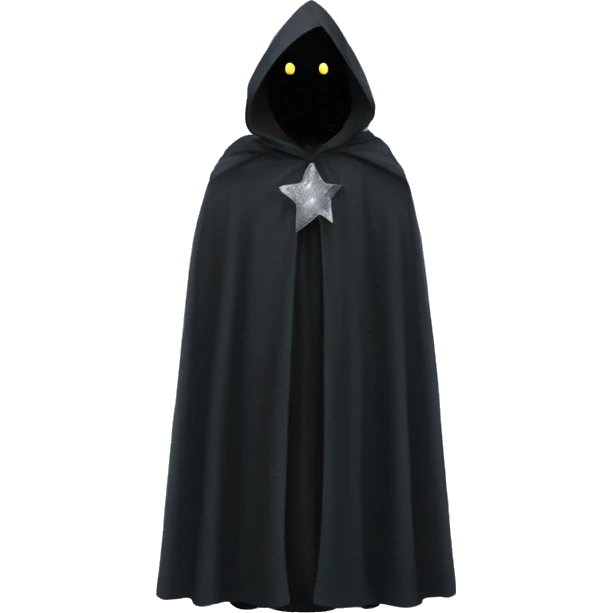 black starry cloak, no person, clothing, lots of silver stars on the cloak emoji