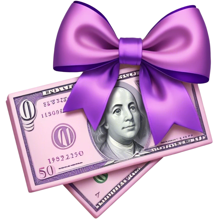 pink money with purple bow emoji