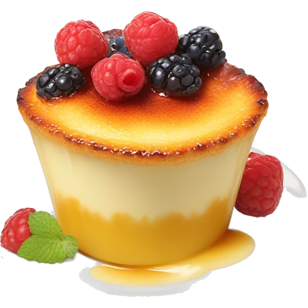 French Creme brulee with berries on top  emoji