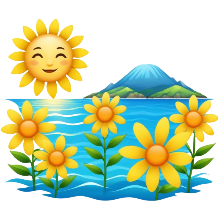 Flowers ,sea and sun emojis emoji