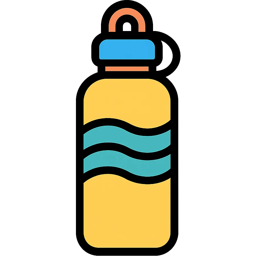water bottle decoration icon with black outlines in colorful style emoji