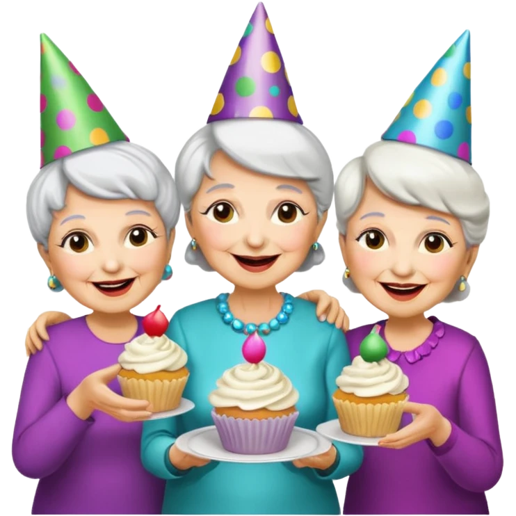 Grandmas dancing in disco party eating cupcakes  emoji