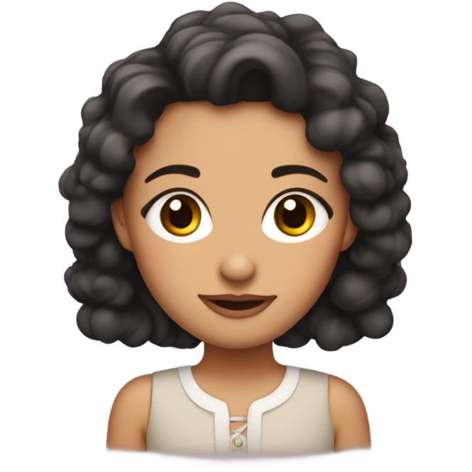 Une fille brune bouclée avec cicatrice au sourcils  emoji