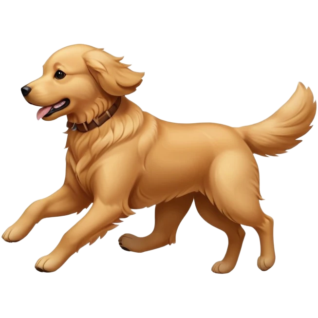 Golden retriever dog running at full speed emoji