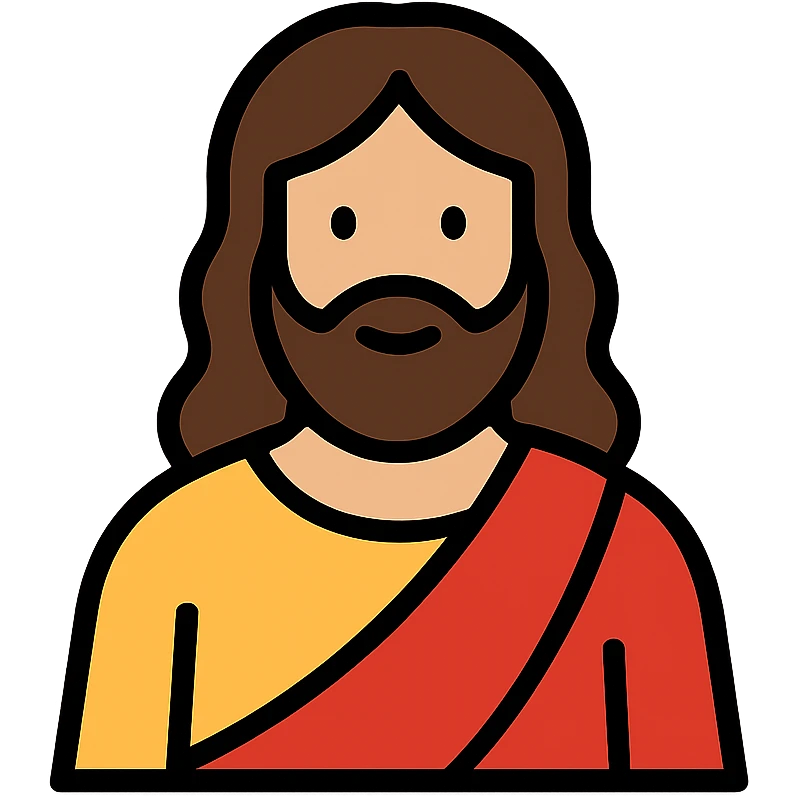 Jesus Christ figure with long hair and beard, wearing robes emoji