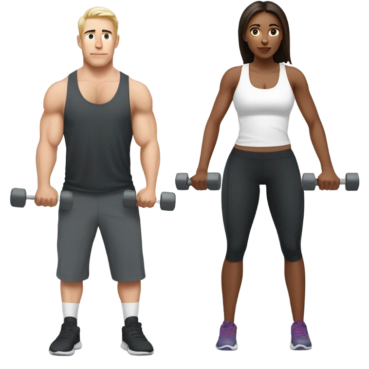 A husband and a wife it’s white skintraining in gym together emoji