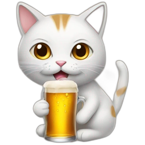 Cat with beer emoji