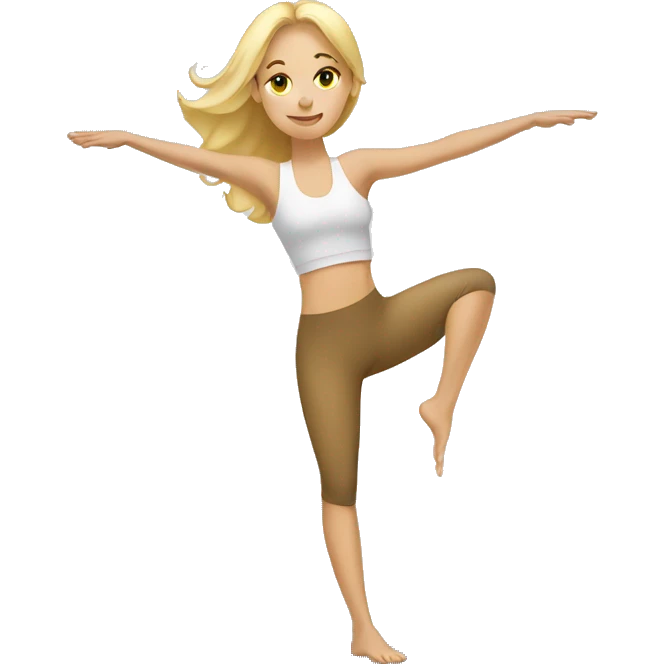 A blonde girl doing Pilates in the morning  emoji
