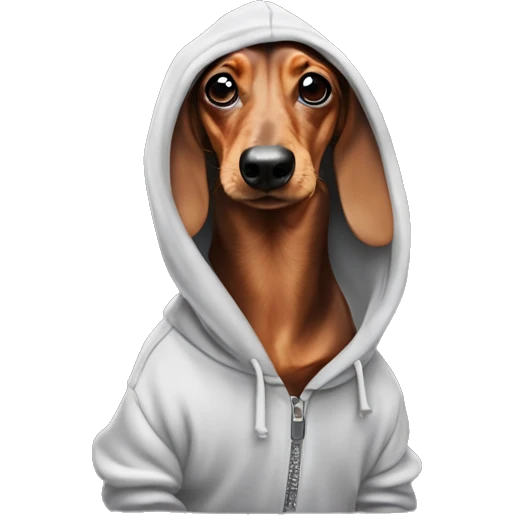 ￼ ￼ dachshund wearing a hoodie emoji