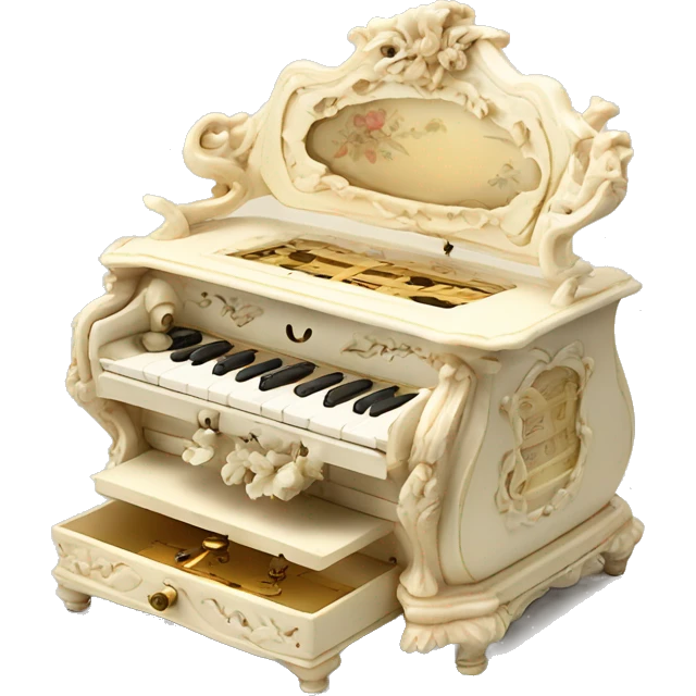 Vintage rococo ivory music box emoji