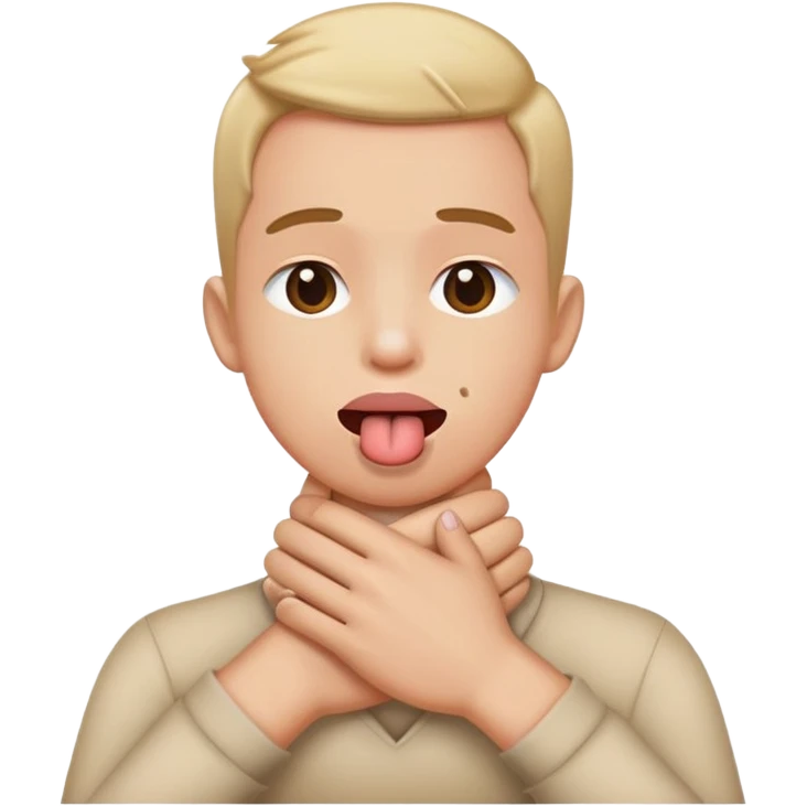 person holding neck crossed hands crossed tongue out emoji