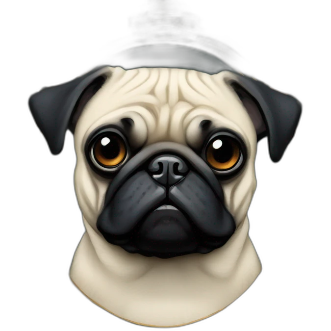 A cyberpunk black pug in Art Nouveau style during 1910 emoji