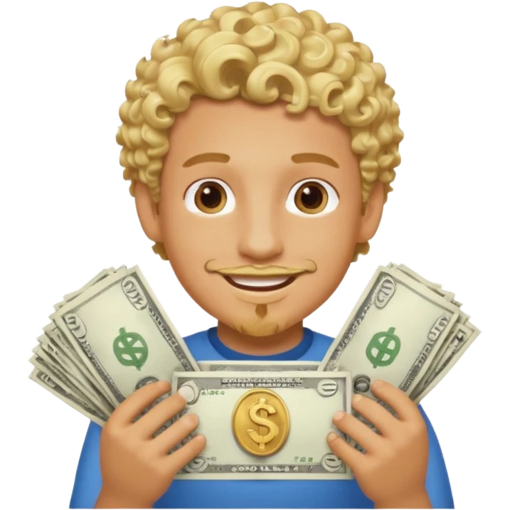 boy with curls blond and goate mogging is making a money spread emoji