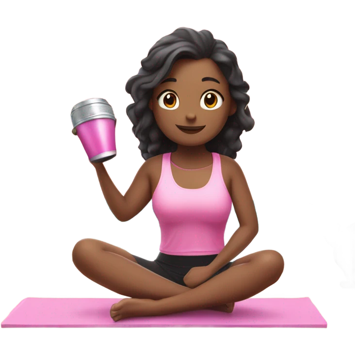 selfcare era girl meditating pilates cute pink calm in hawaii at the beach stanley cup  emoji