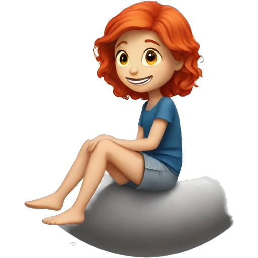 red hair girl sitting on moon emoji