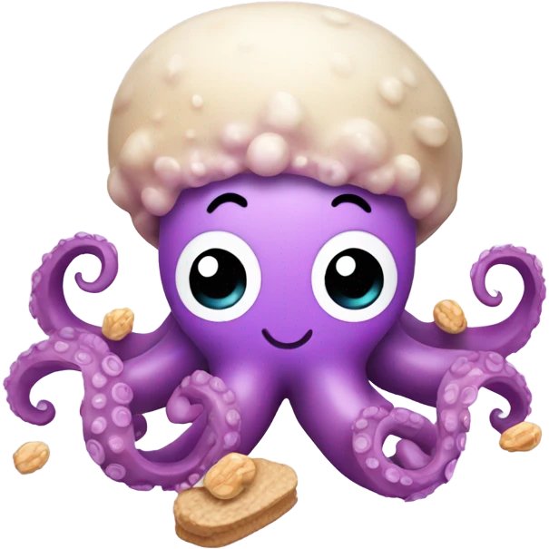 Kawaii octopus with peanut emoji