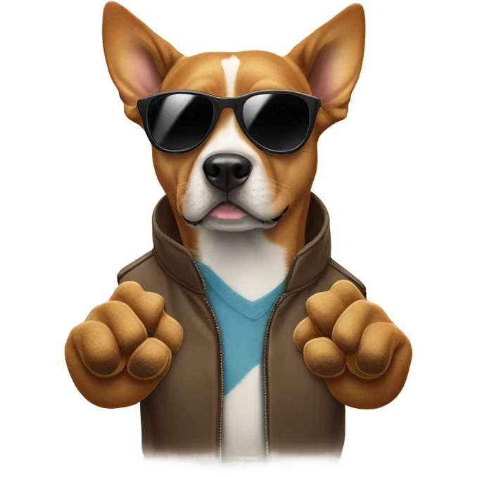 dog doing chill hand sign with sunglasses emoji