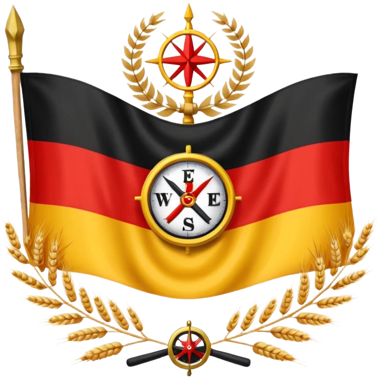 The flag of East Germany (the German Democratic Republic or GDR) consisted of the traditional German black, red, and gold horizontal tricolor, distinguished by a central emblem of a Centered in the red band, the national emblem featured a hammer, a compass, wreath of wheat. emoji