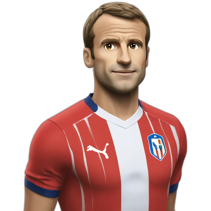 Macron en tenu de foot emoji