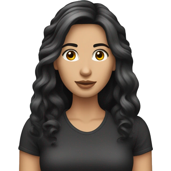 lange schwarze offene  haare, helle hautfarbe, weiblich, bauer augen emoji