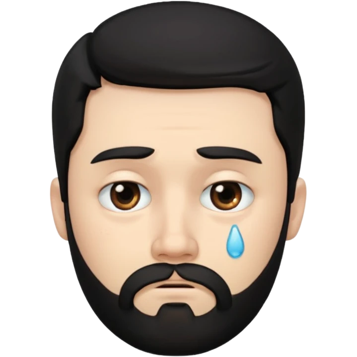 мужчина с белым тоном кожи и черными волосами и бородой с грусным взглядом emoji